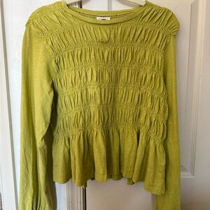 Pilcro Lime Green Smocked Blouse
